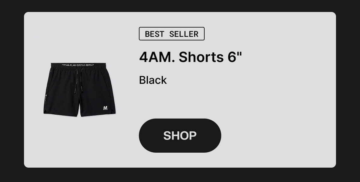 4AM. Shorts 6" in Black