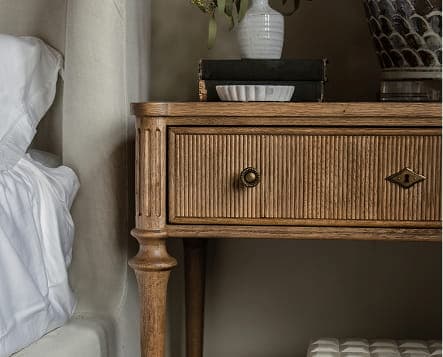 Andrea Nightstand featuring pencil-ribbed drawers