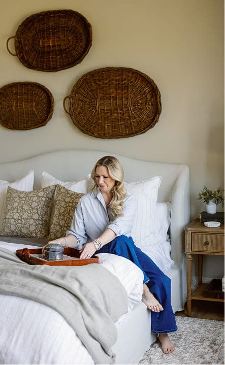 A layered look in the primary bedroom