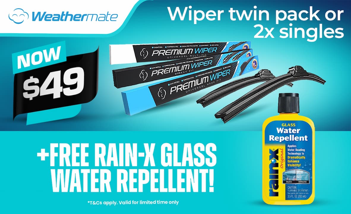 WEATHERMATE WIPERS 2 FOR $49 + FREE RAIN X GLASS WATER REPELLENT