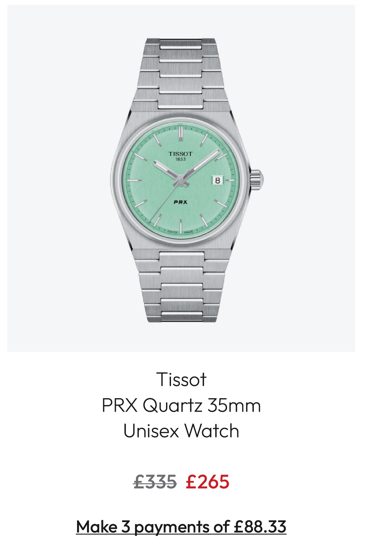 Tissot PRX Quartz 35mm Unisex Watch T1372101109100