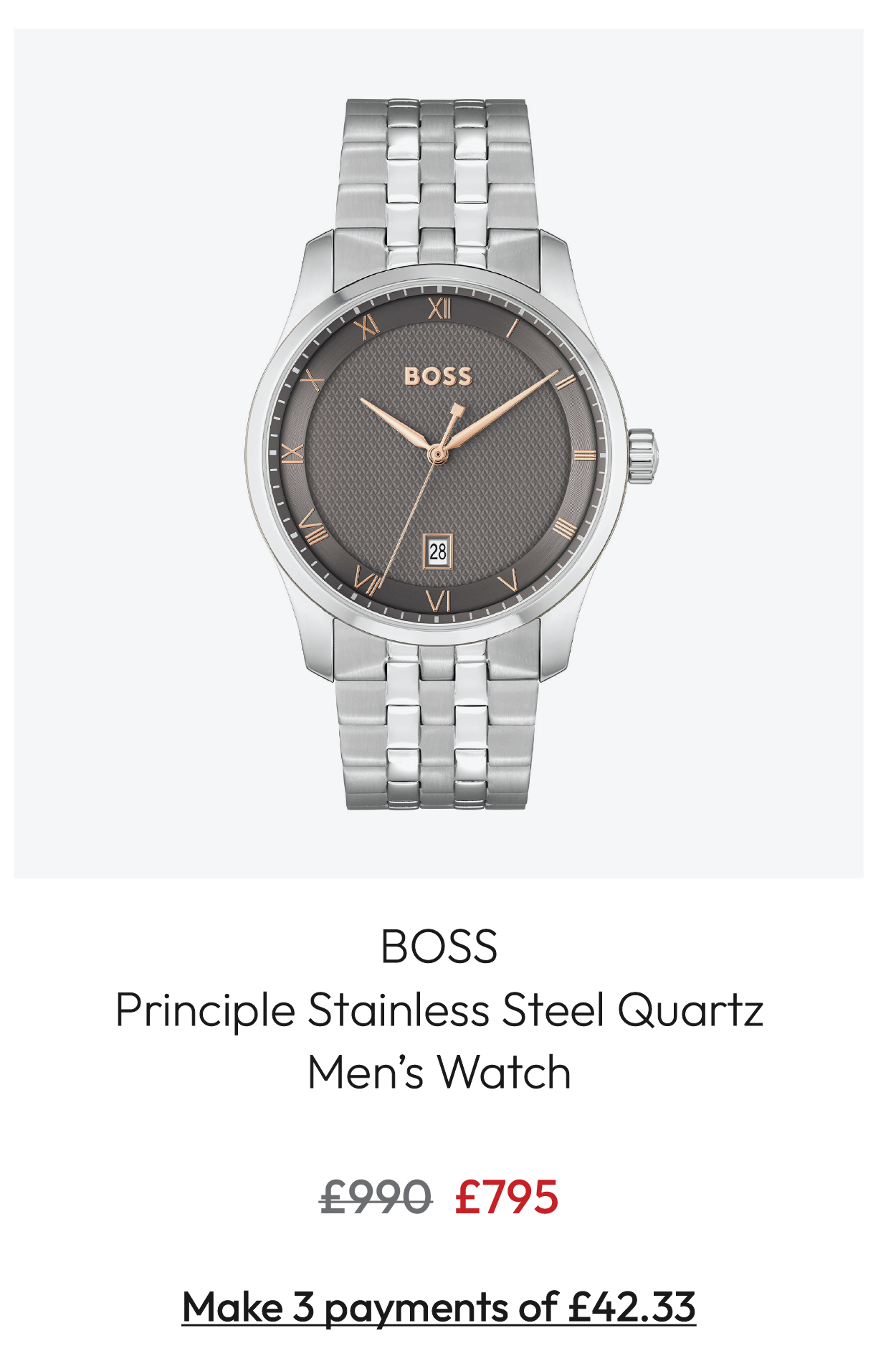 BOSS Principle Stainless Steel Quartz 41mm Men’s Watch 1514116