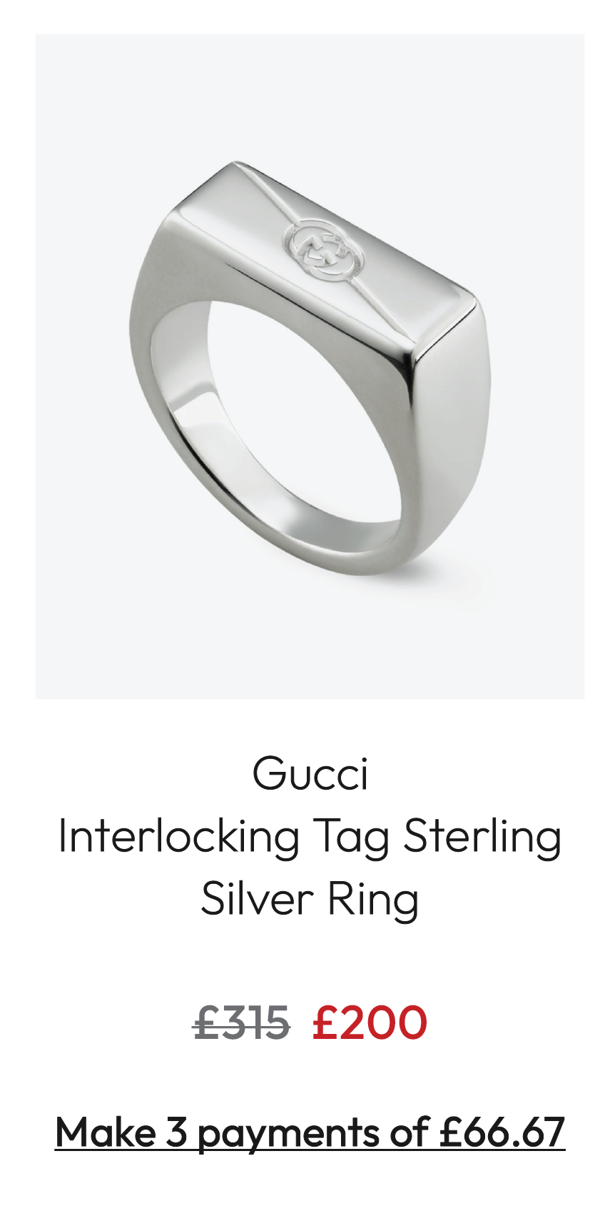 Gucci Interlocking Tag Sterling Silver Ring YBC774038002