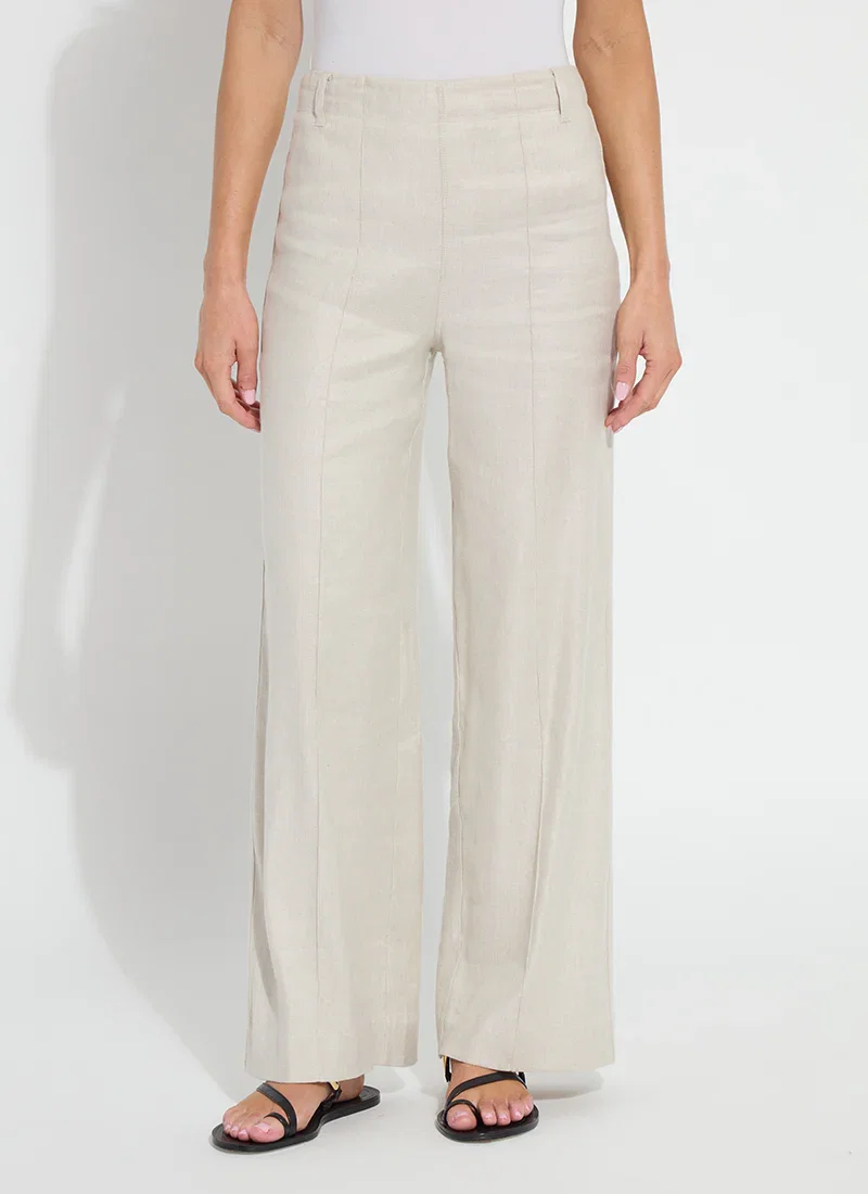 Image of Gabriela Linen Hi Waist Pintuck Wide Leg Pant (29.5" Inseam)