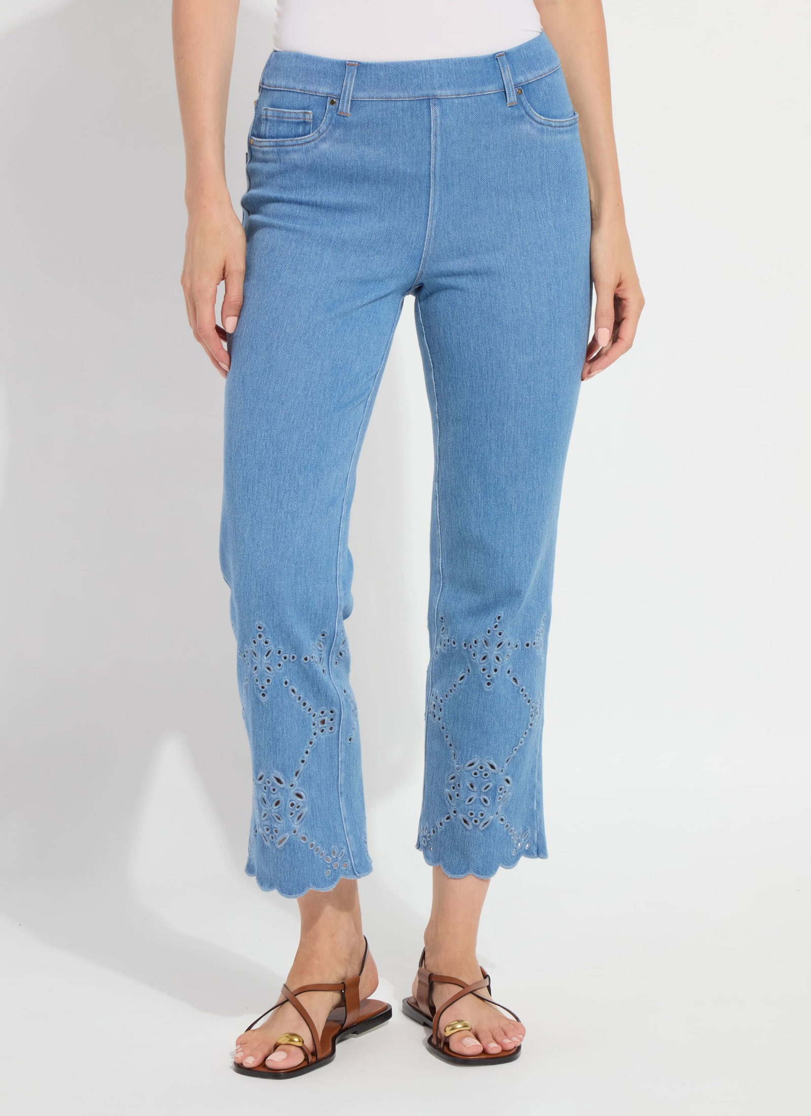 Image of Billie Eyelet Straight Denim (26" Inseam)