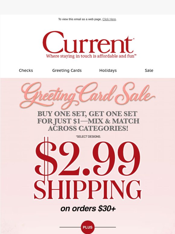 $2.99 Shipping + 15% Off + B1G1 Cards!