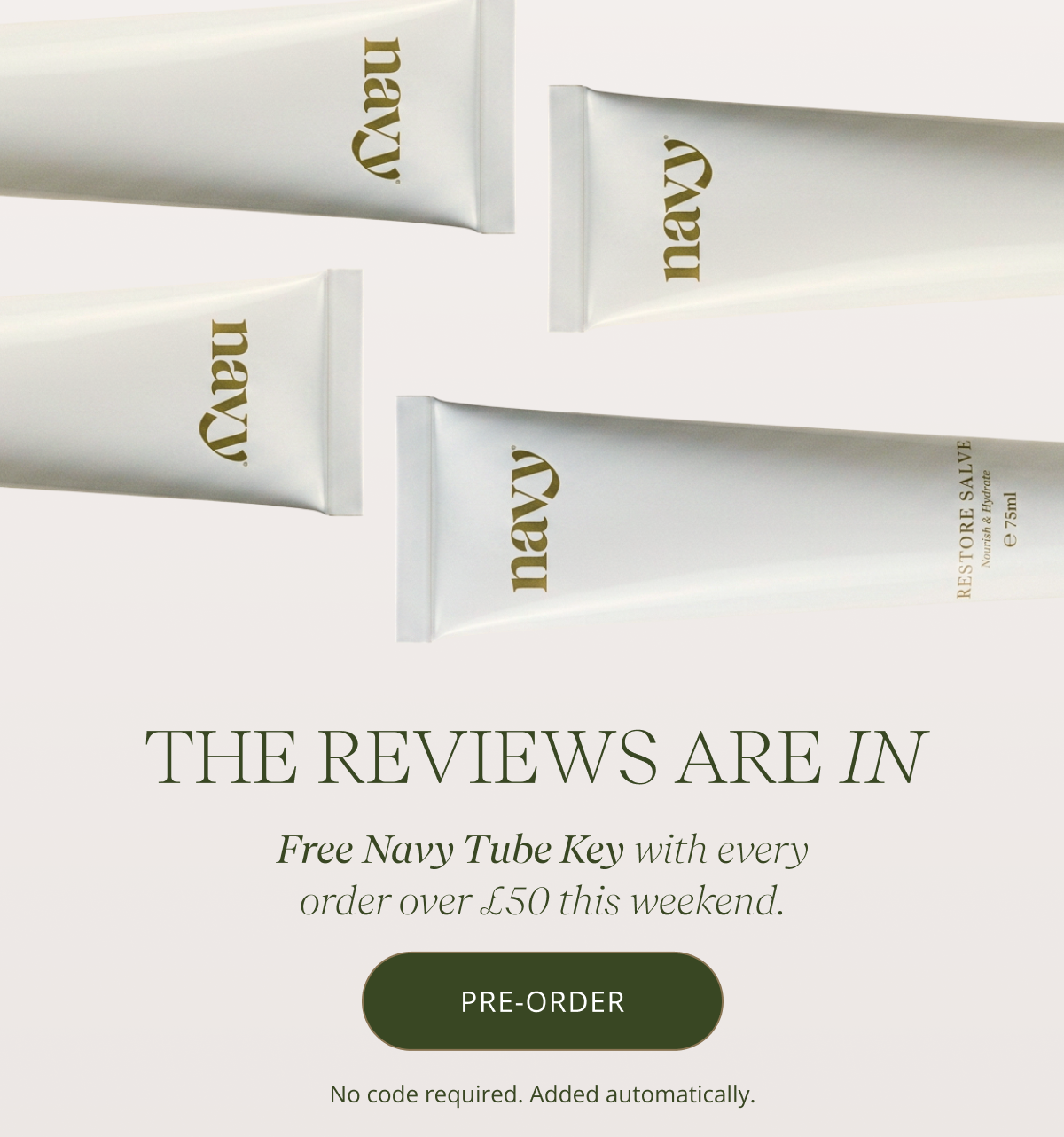 THE REVIEWS ARE IN | Free Navy Tube Key with every order over £50 this weekend. [ SHOP NOW ] No code required. Added automatically.