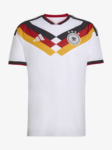 Weißes Fußballtrikot mit Deutschland Design.
