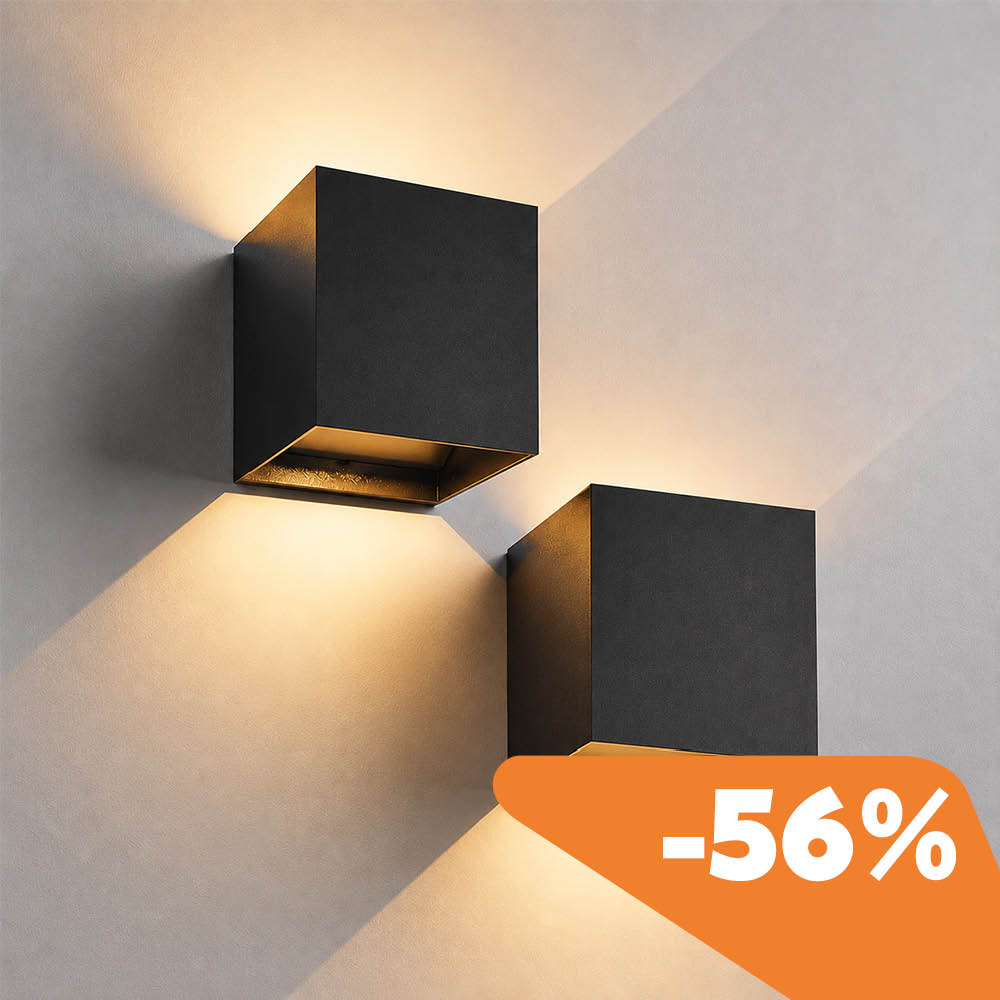 Set of 2 Kansas rechargeable wall lights on a beige wall