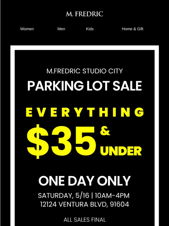 TODAY! Parking Lot Sale in Studio City