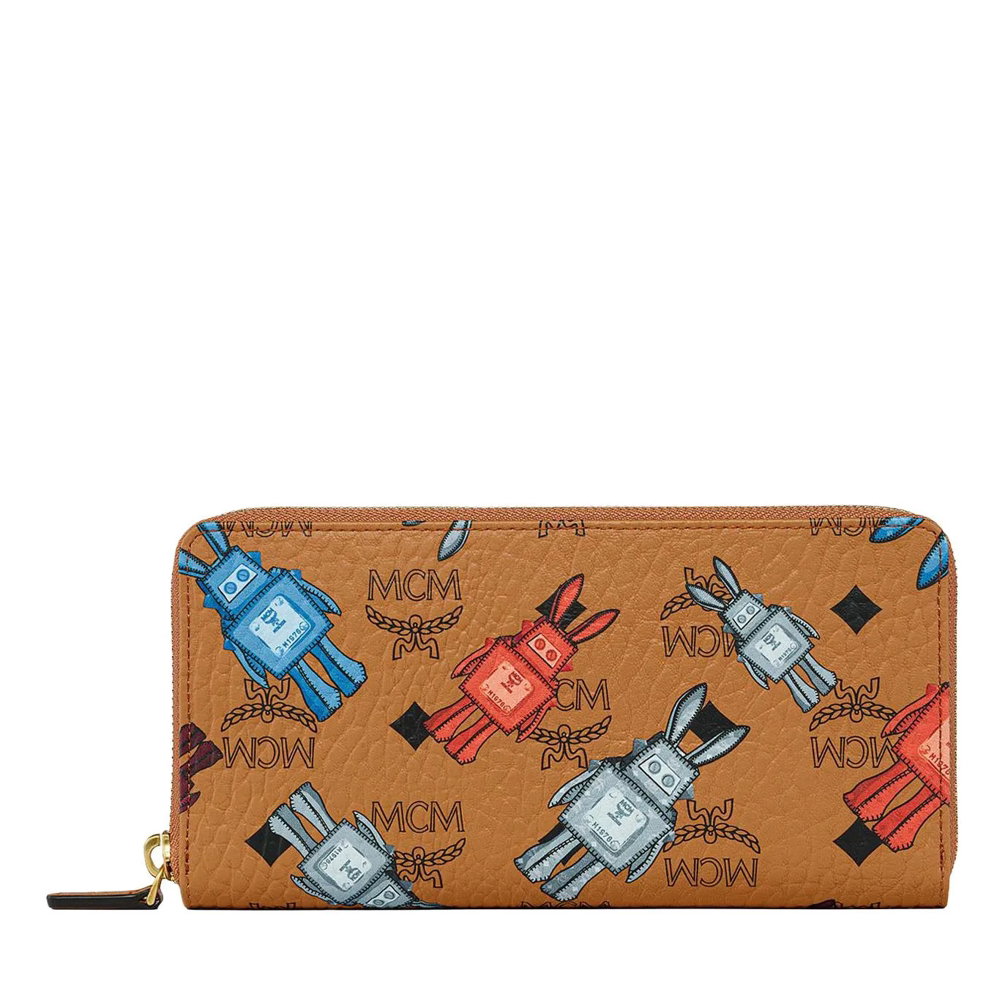 MCM Aren Visetos Zip Around Lrg Co Cognac