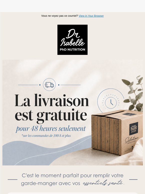 Offre limitée : Livraison à 0 $! ⏰
