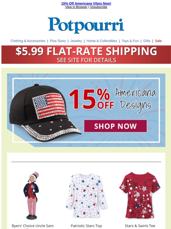 Feel the Summer Spirit—15% Off Americana Styles