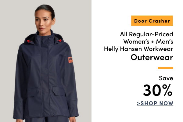Door Crasher All Regular-Priced Women's + Men's Helly Hansen Workwear Outerwear Save 30%