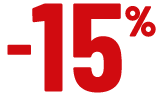 Moins 15 pour cent