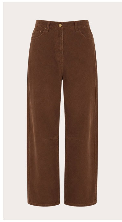 Brown Mid Rise Barrel Leg Jeans