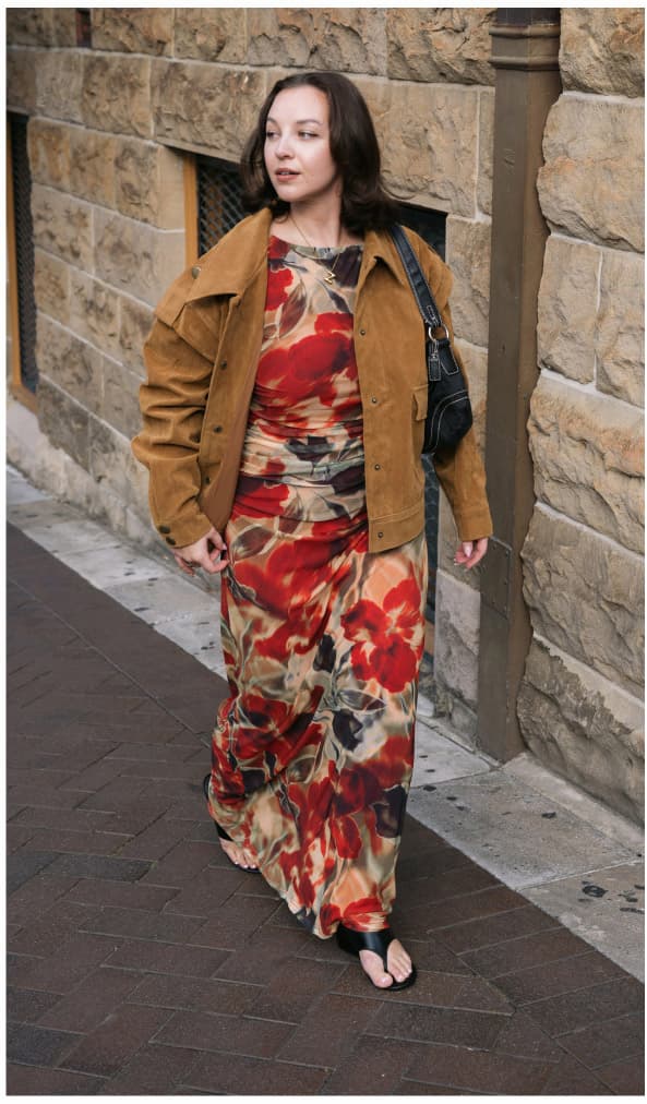 Red Floral Sheer Mesh Midi Dress