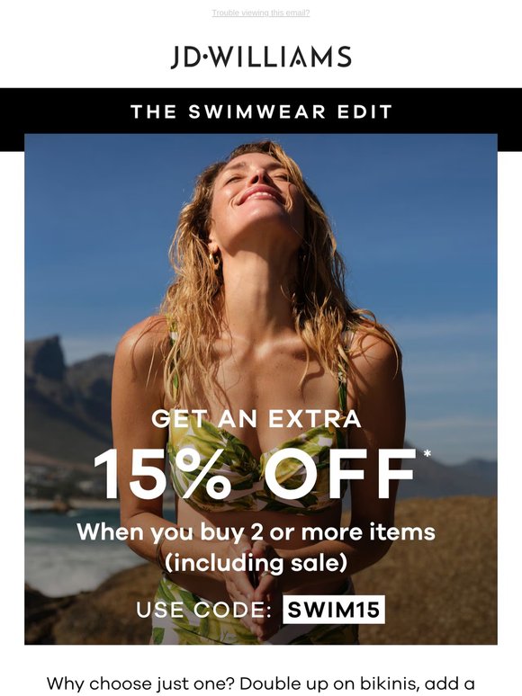 Double up on swimwear, save 15% 👙🩱