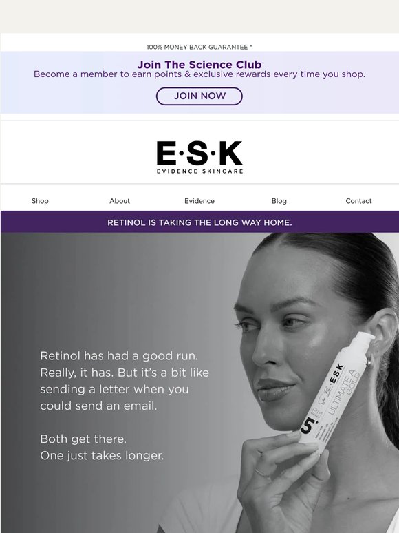 Retinol is taking the long way home.