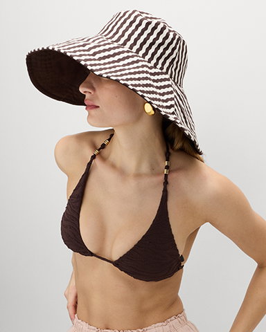 Cream Mix Pure Cotton Reversible Wide Brim Bucket Hat