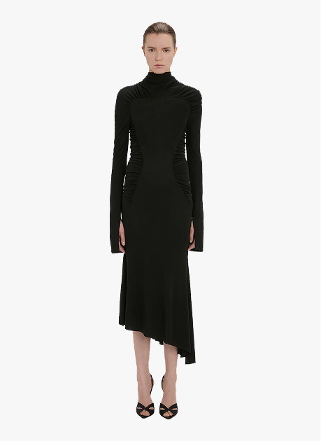 High Neck Midi Dress In Black