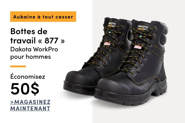 Aubaine à Tout Casser Bottes de travail « 877 » Dakota WorkPro pour hommes économisez 50$