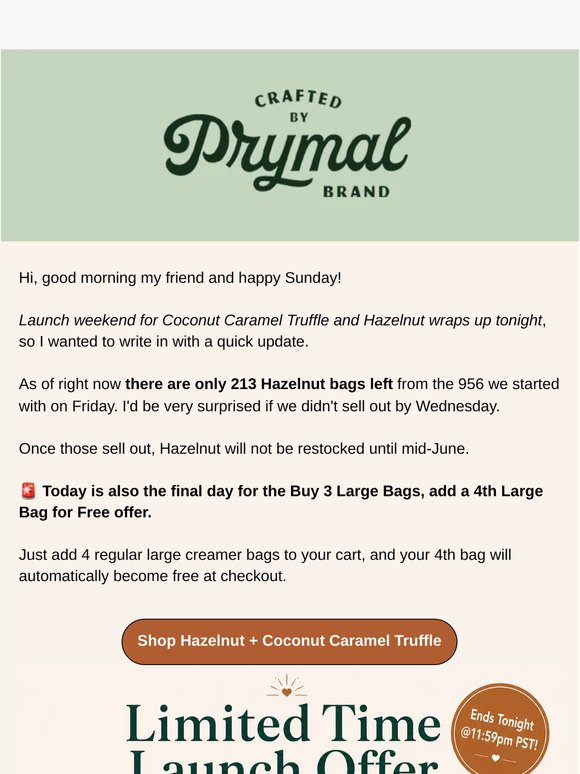 Last Call: Free Large Creamer Ends Tonight