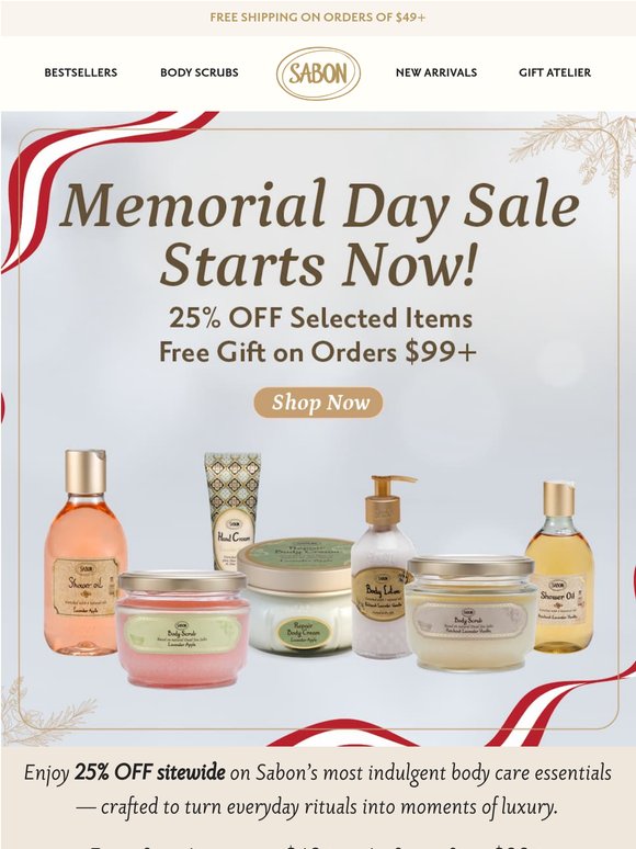 Memorial Day: 25% OFF Sitewide Live Now!