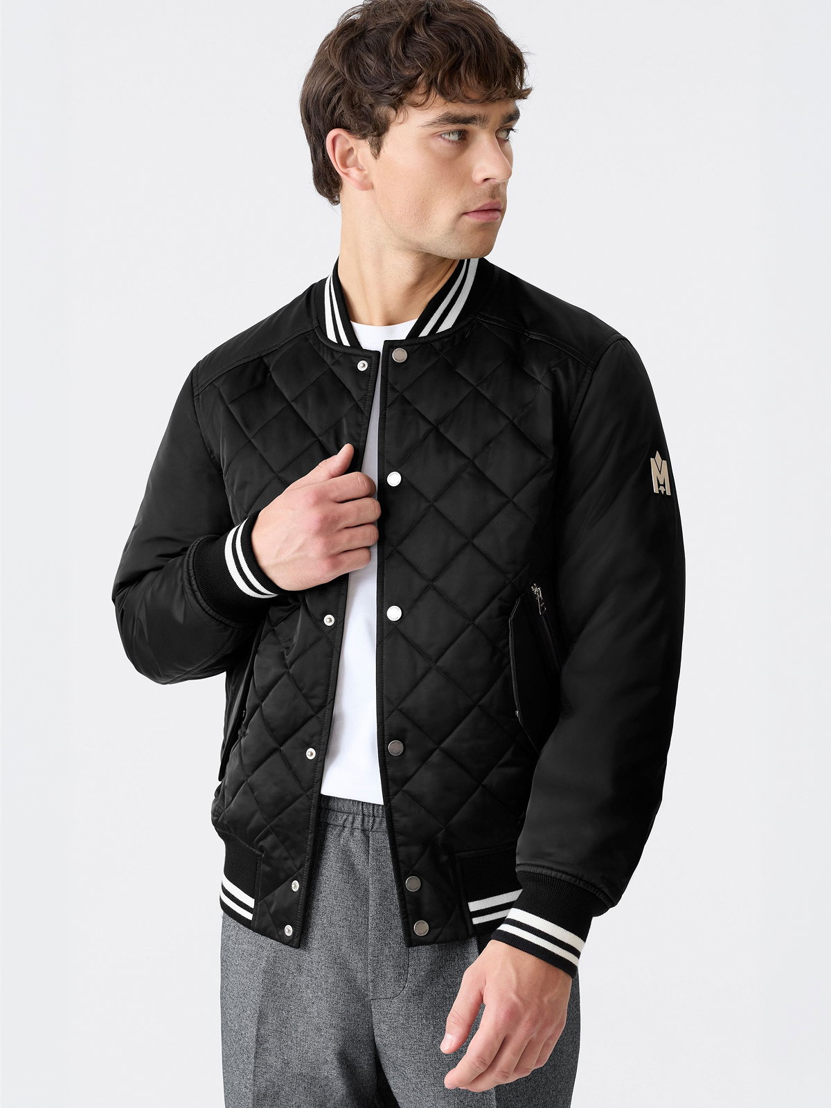 AIDAN-SA Diamond-Quilted Bomber Jacket for Men