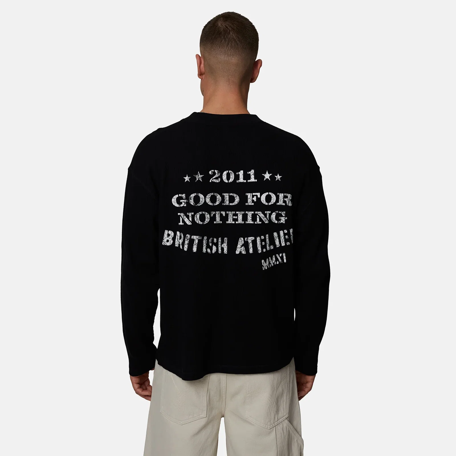 Image of Icarus Waffle Long sleeve Black T-shirt