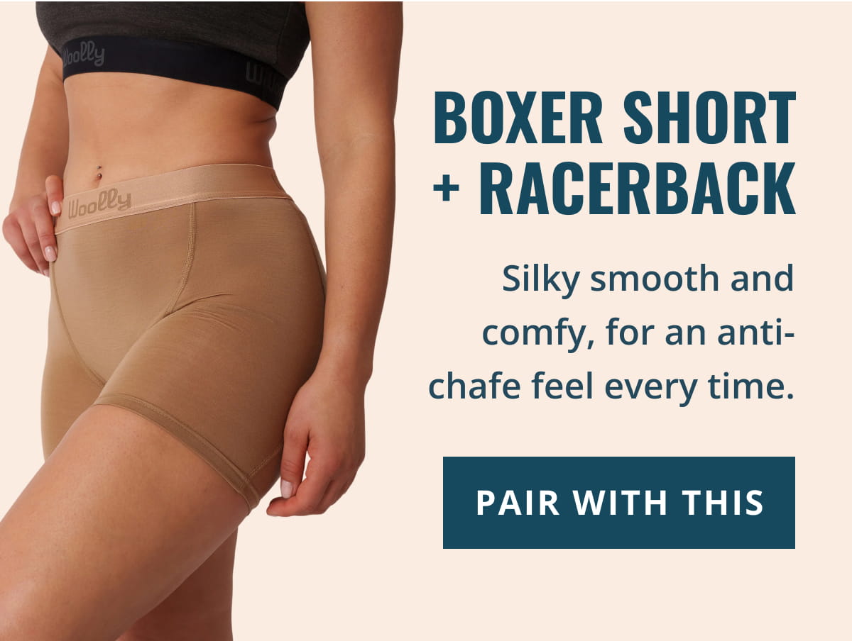 Boxer Short + Racerback | Silky smooth and comfy, for an anti-chafe feel every time.