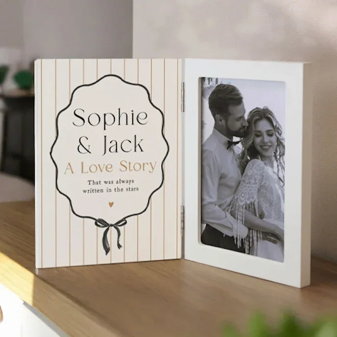 Personalised 6x4-Inch Wooden Wedding Photo Frame
