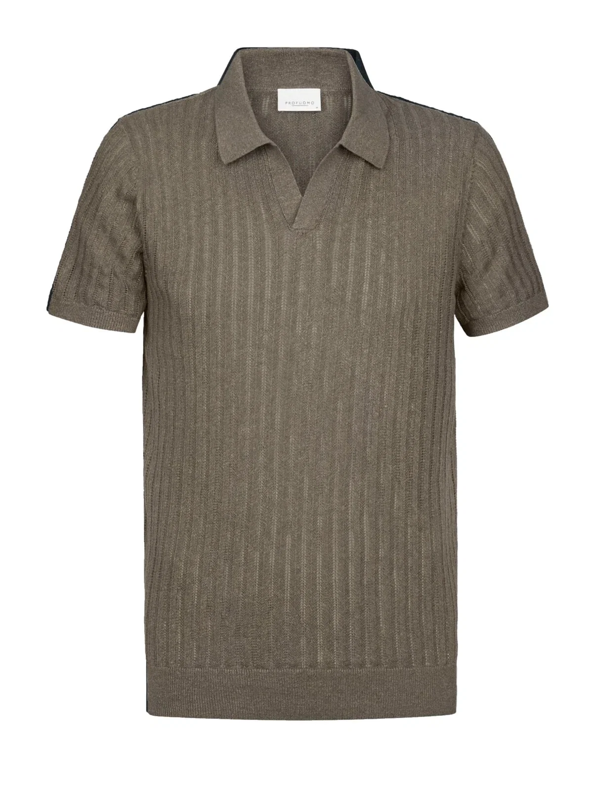 Poloshirt aus einem gestreiften Baumwollstrick mit Leinen