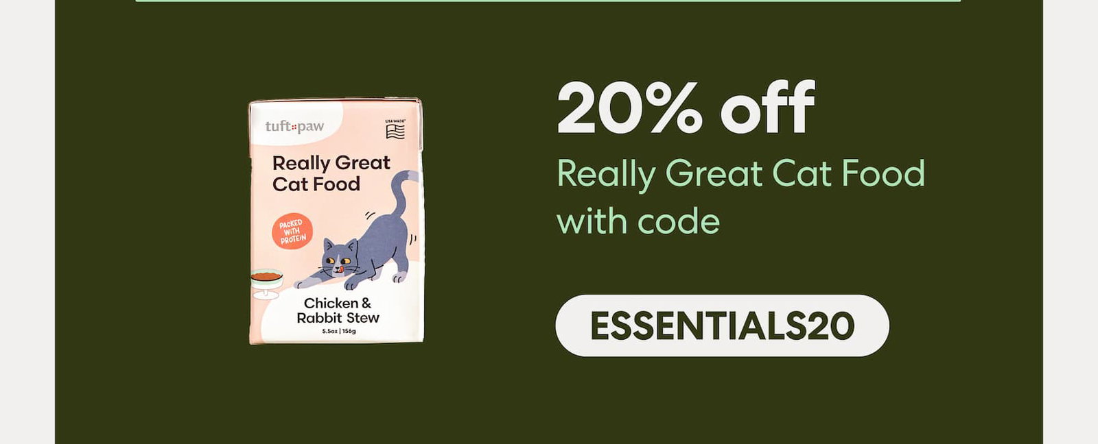 Get the essentials 20% off Really Great Cat Food with code ESSENTIALS20