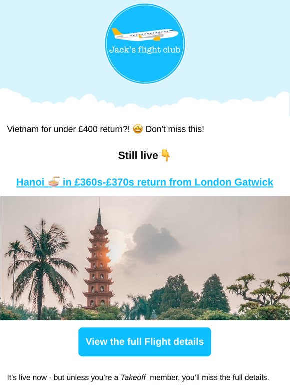Don't miss this Flight 👉 Hanoi, Vietnam 🍜 in £360s-£370s return from London