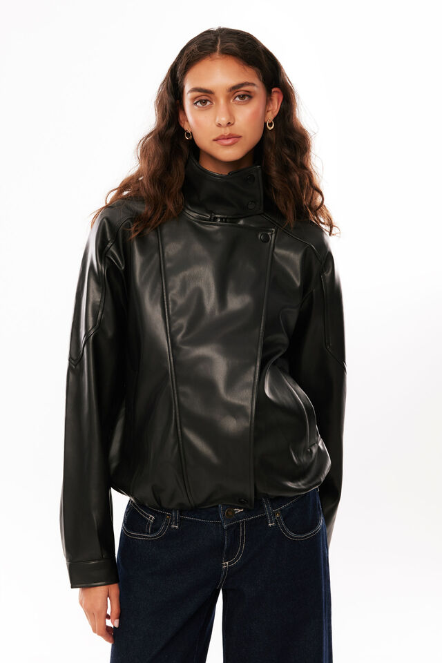Haylee Faux Leather Biker Jacket