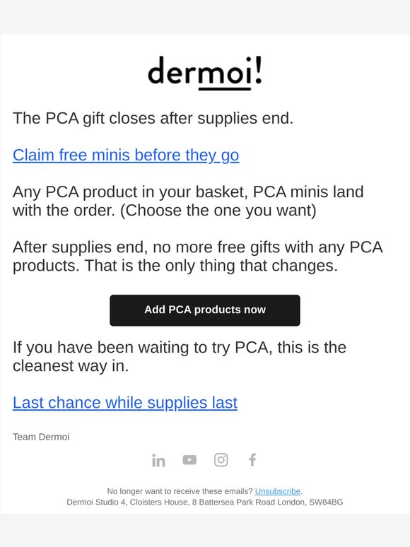 PCA free gifts final call