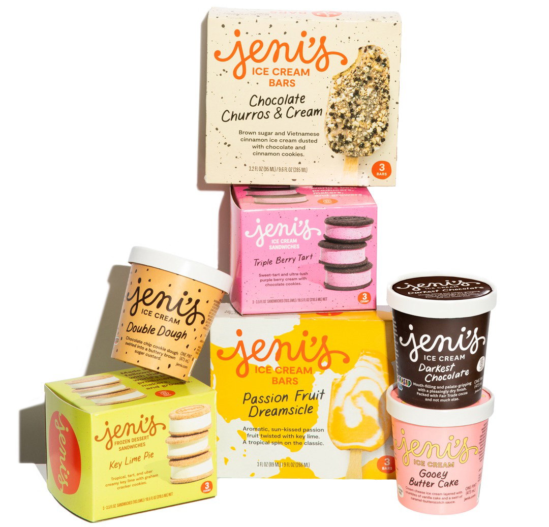 Jeni's pints, sandwiches, and bars