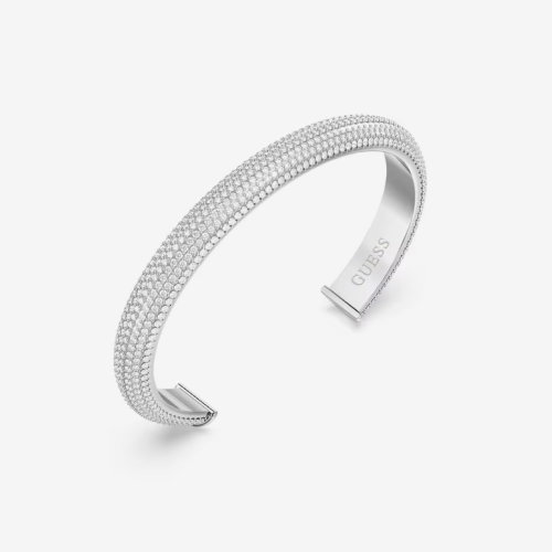 Guess Essenza Women's Pavé Crystal Bangle in Silver-Tone Steel