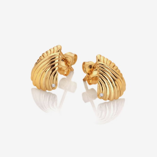 Hot Diamonds X Golden Edit Paris 18ct Gold Plated Shell Stud Earrings
