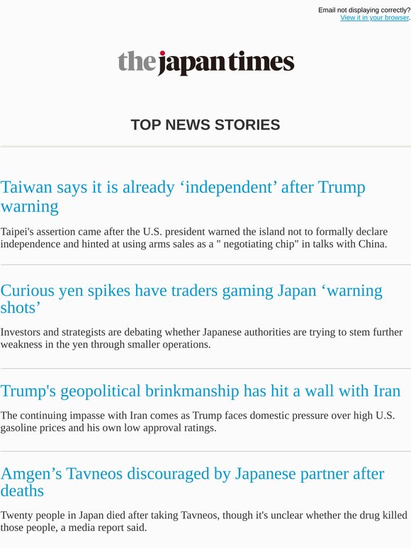 Today's top news: Taiwan says it is already ‘independent’ after Trump warning