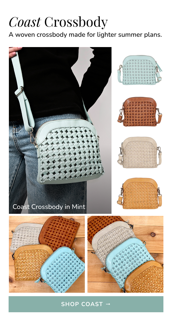 Coast Crossbody A woven crossbody made for lighter summer plans.