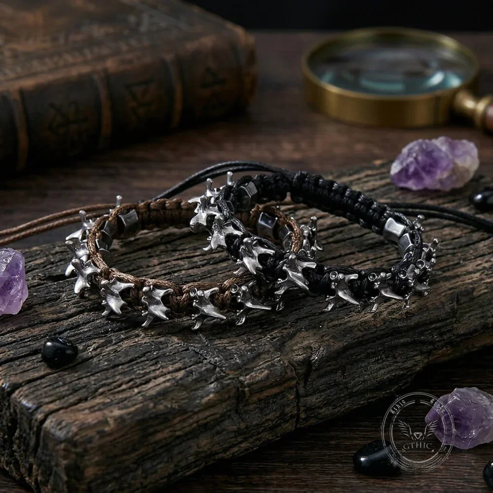 Image of Punk Dark Alloy Dragon Adjustable Braided Bracelet