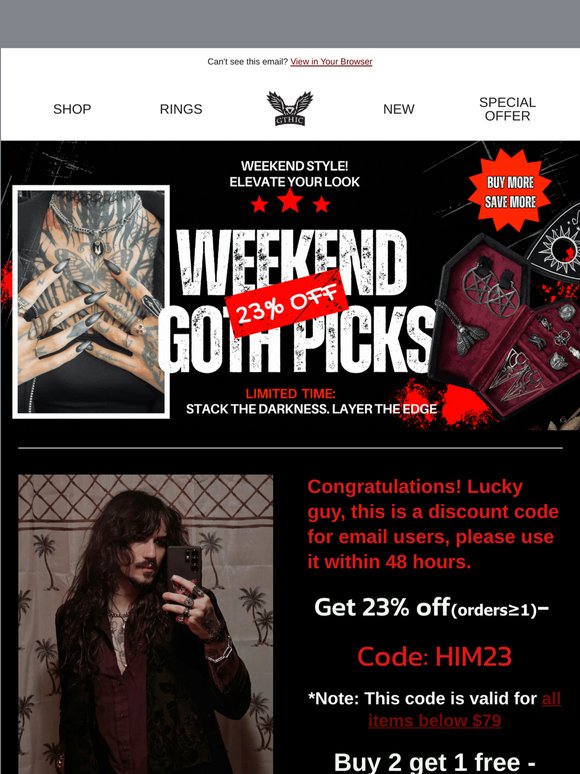 🦇Dark Styles. Limited Stock. Hurry Before They're Gone.