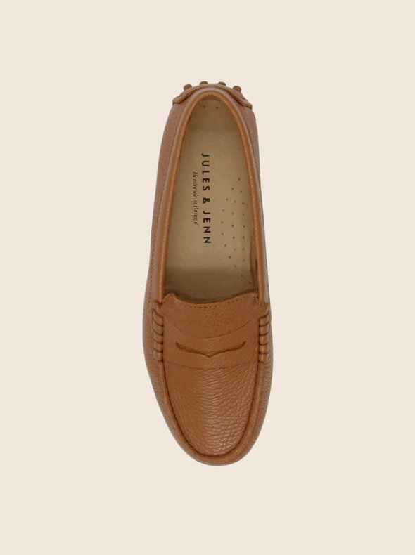 Mocassins cuir grainé camel