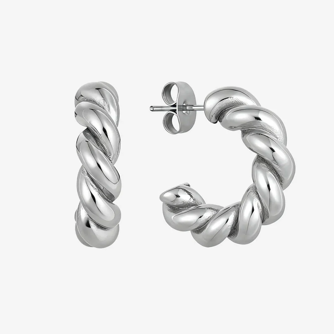 Image of Imogen Twist Hoop Earrings - Silver