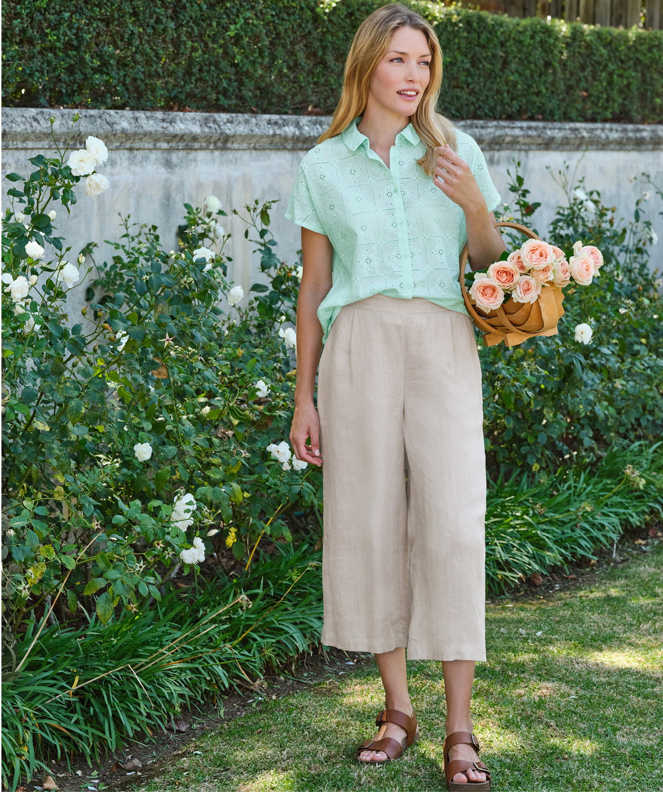 Elastic Back Linen Culottes