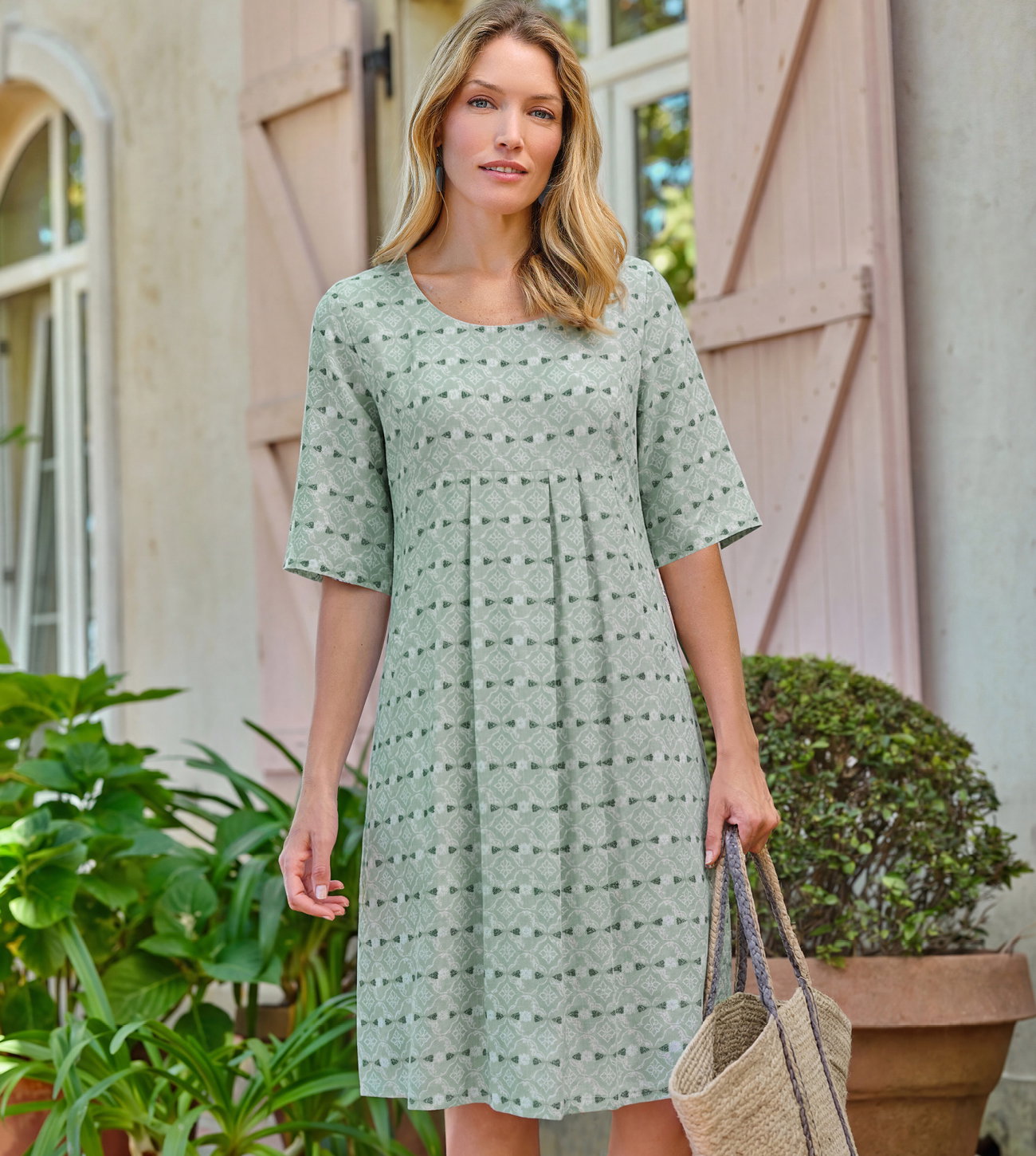 Womens Linen Pocket Tunic Dress