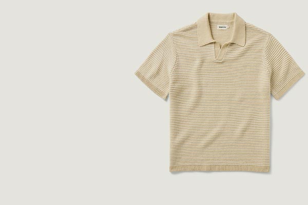 The Valencia Sweater Polo in Sand Stripe