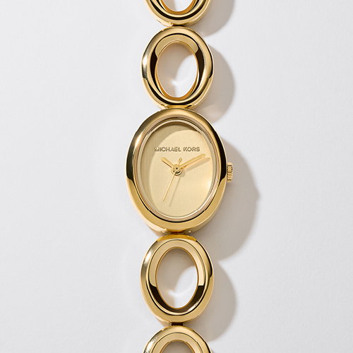 Michael Kors Maude 22mm Women's Gold Tone Oval Link Bracelet Watch